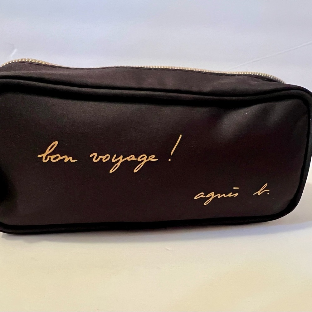 Agnes b x Cathay Pacific inflight amenity pouch bag black gold airline canvas - Picture 2 of 6